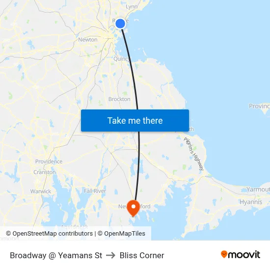 Broadway @ Yeamans St to Bliss Corner map
