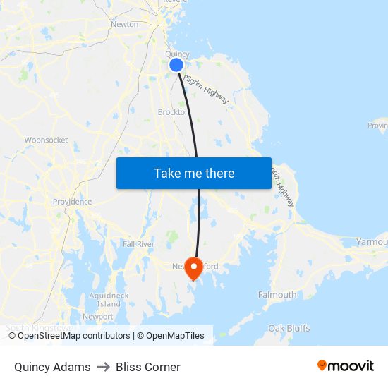 Quincy Adams to Bliss Corner map