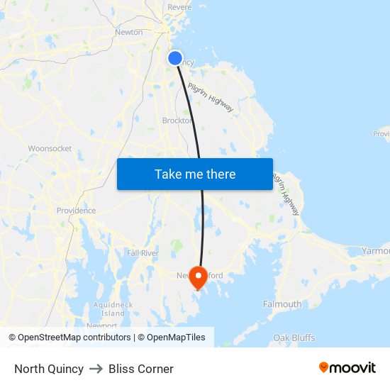 North Quincy to Bliss Corner map