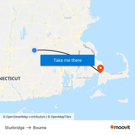 Sturbridge to Bourne map