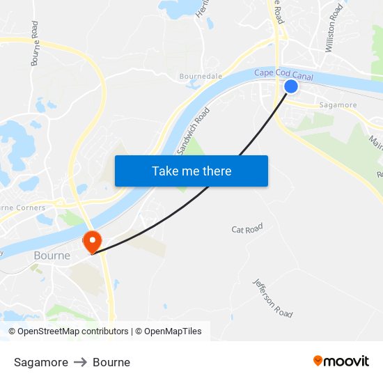 Sagamore to Bourne map