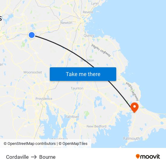 Cordaville to Bourne map