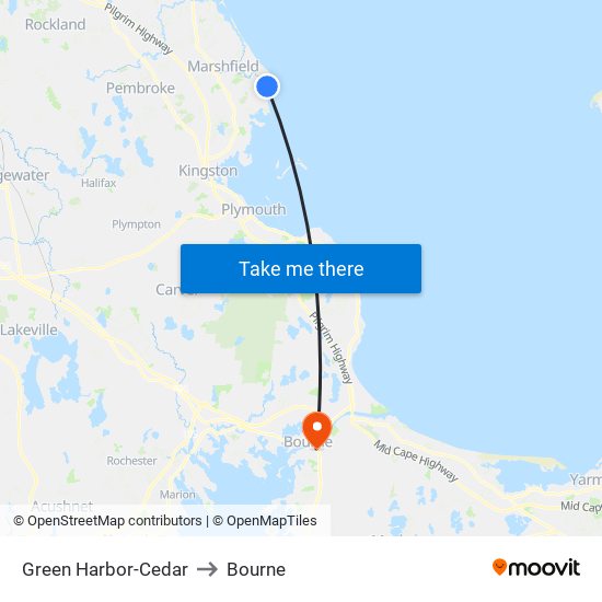 Green Harbor-Cedar to Bourne map