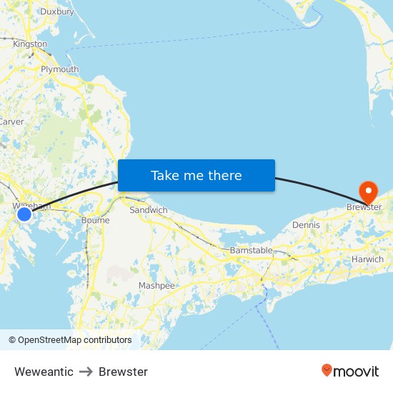 Weweantic to Brewster map