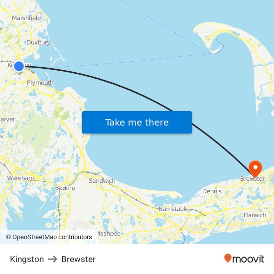 Kingston to Brewster map