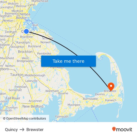 Quincy to Brewster map