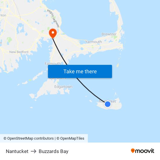 Nantucket to Buzzards Bay map