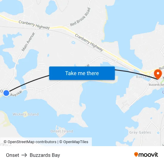 Onset to Buzzards Bay map