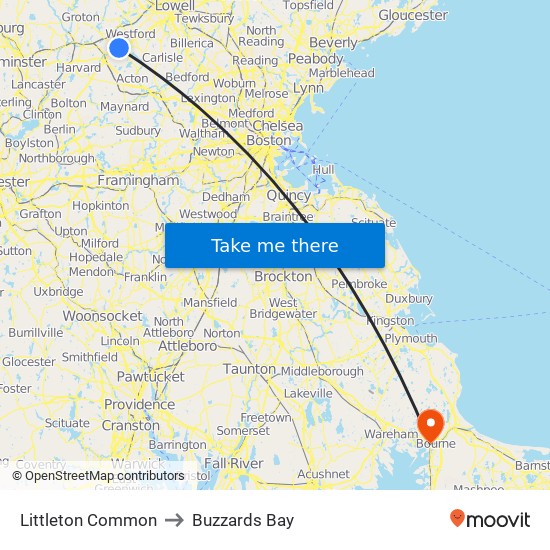 Littleton Common to Buzzards Bay map