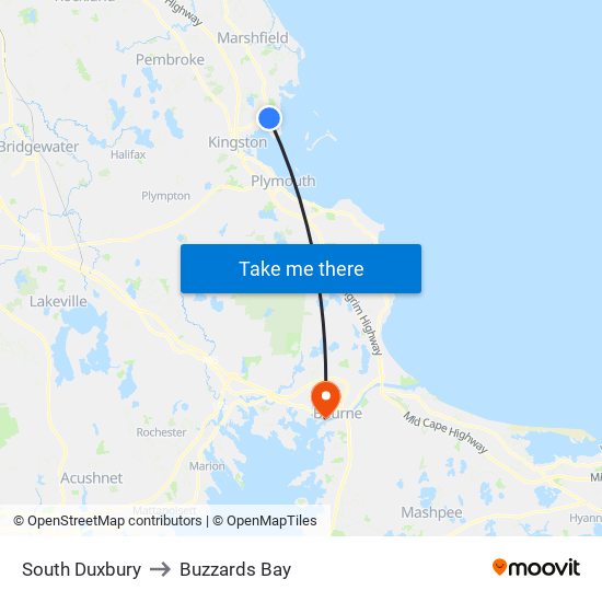 South Duxbury to Buzzards Bay map