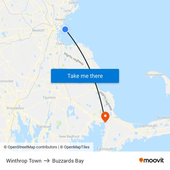 Winthrop Town to Buzzards Bay map