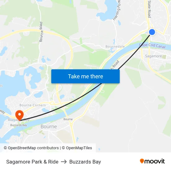 Sagamore Park & Ride to Buzzards Bay map