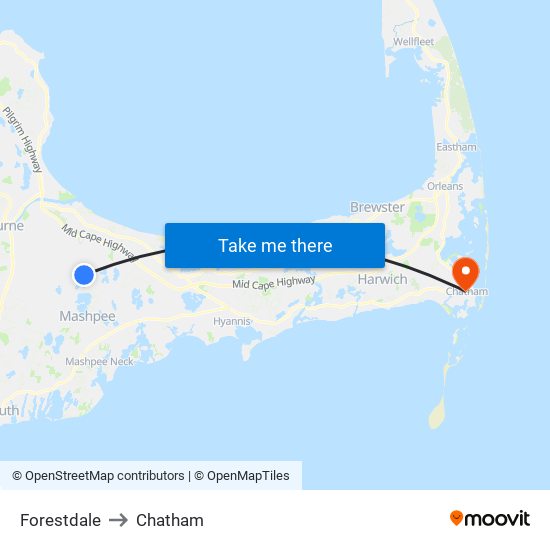 Forestdale to Chatham map