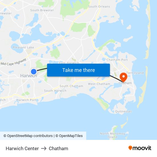 Harwich Center to Chatham map