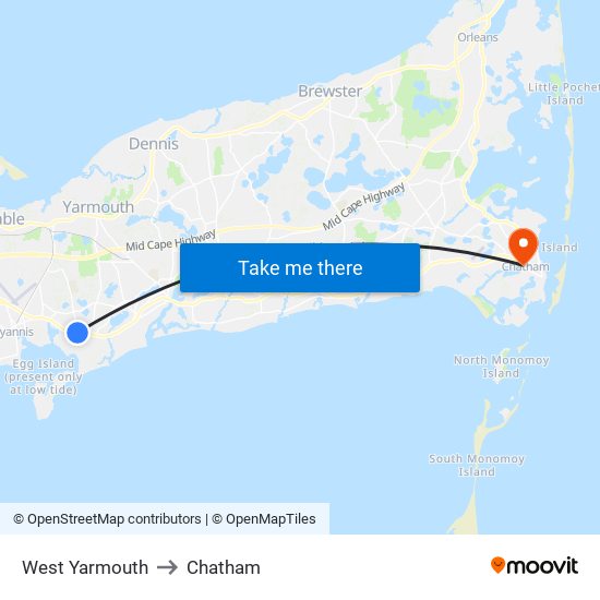 West Yarmouth to Chatham map