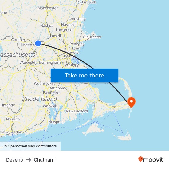 Devens to Chatham map