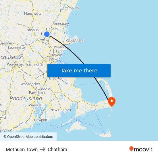 Methuen Town to Chatham map