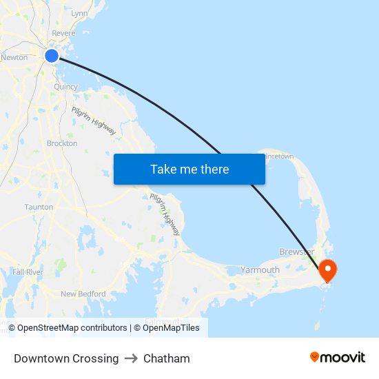 Downtown Crossing to Chatham map