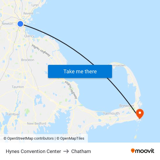 Hynes Convention Center to Chatham map