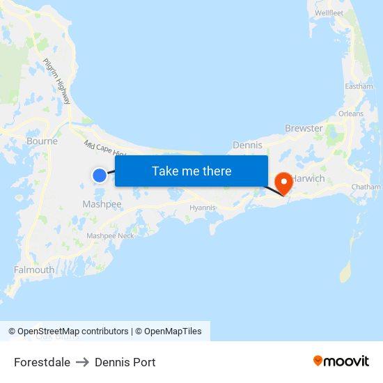 Forestdale to Dennis Port map