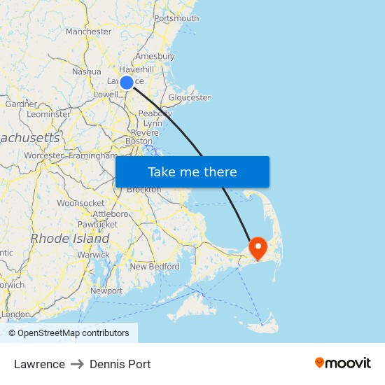Lawrence to Dennis Port map