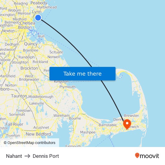 Nahant to Dennis Port map