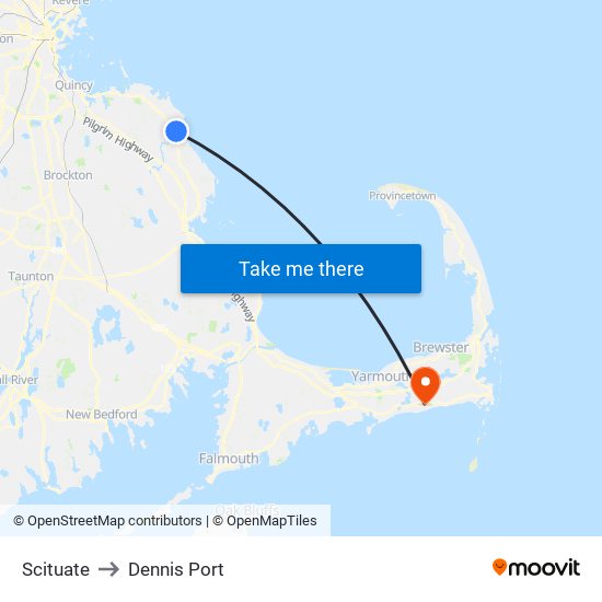 Scituate to Dennis Port map