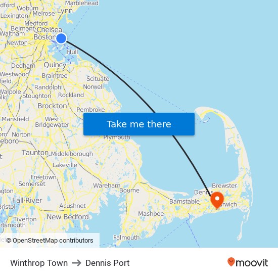 Winthrop Town to Dennis Port map