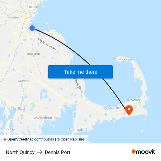 North Quincy to Dennis Port map