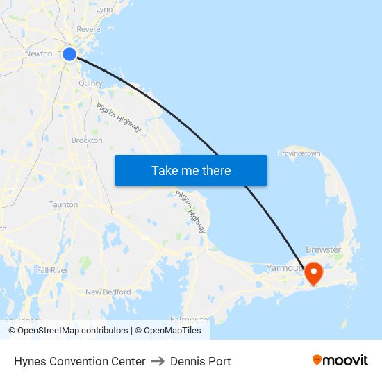 Hynes Convention Center to Dennis Port map