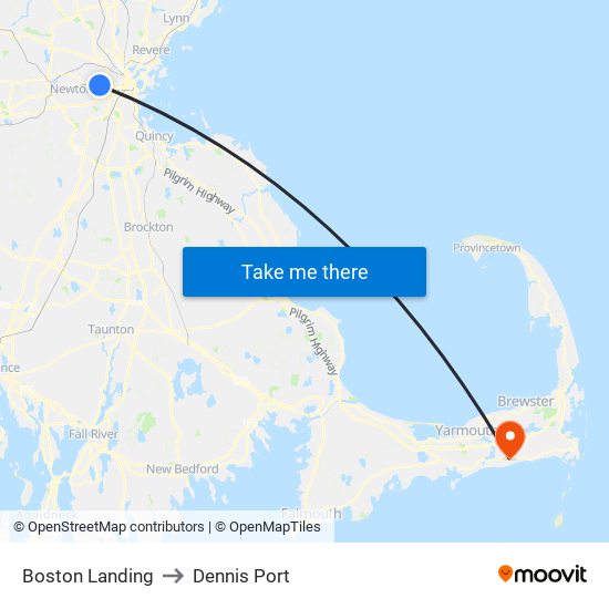 Boston Landing to Dennis Port map