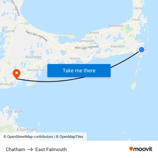 Chatham to East Falmouth map