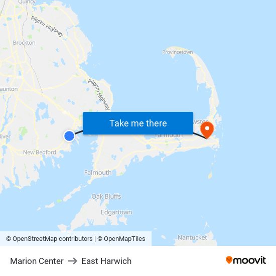Marion Center to East Harwich map