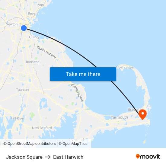 Jackson Square to East Harwich map