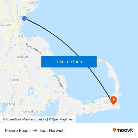 Revere Beach to East Harwich map