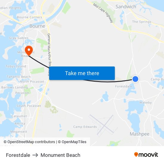 Forestdale to Monument Beach map
