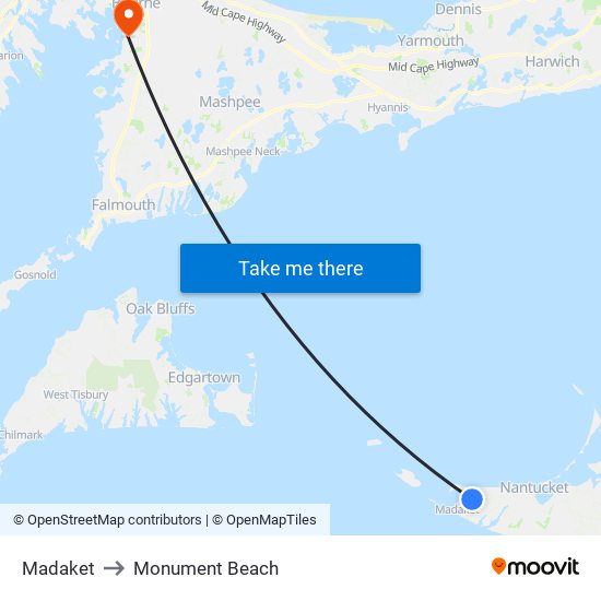 Madaket to Monument Beach map