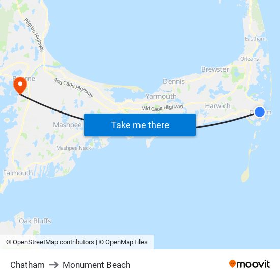 Chatham to Monument Beach map