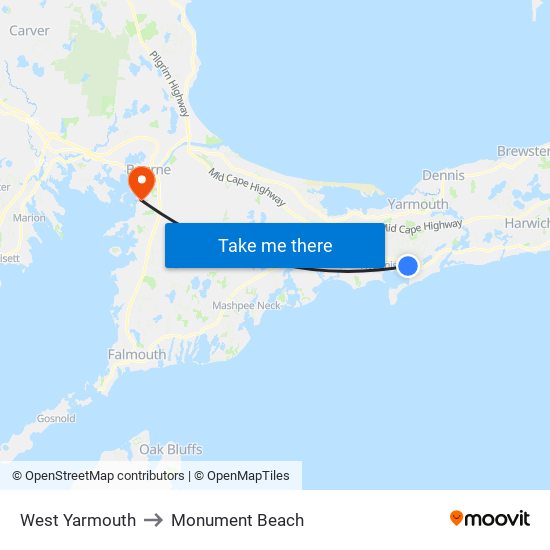 West Yarmouth to Monument Beach map