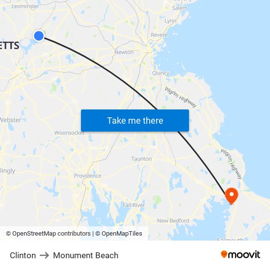 Clinton to Monument Beach map