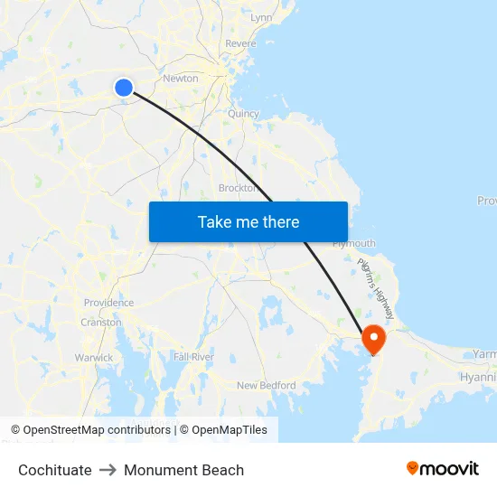 Cochituate to Monument Beach map