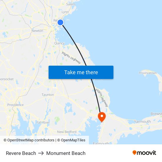 Revere Beach to Monument Beach map