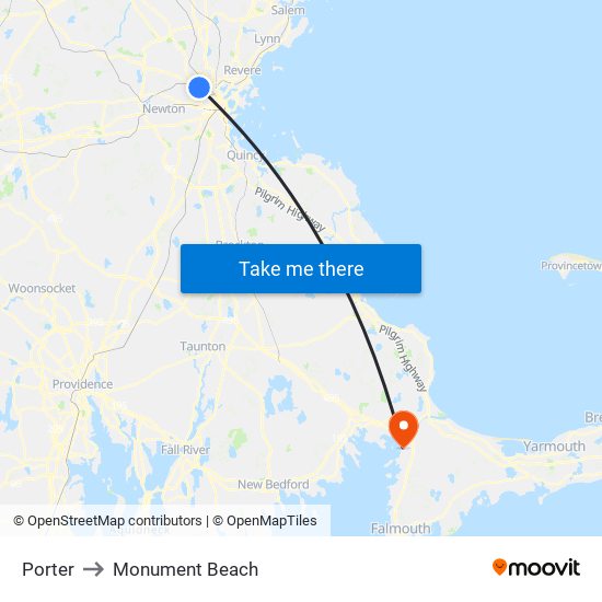 Porter to Monument Beach map