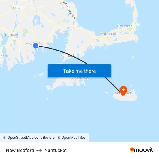New Bedford to Nantucket map