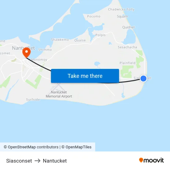 Siasconset to Nantucket map