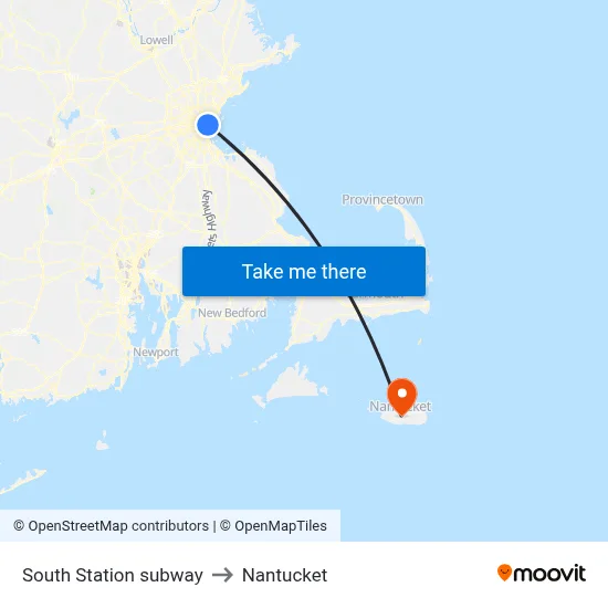 South Station subway to Nantucket map
