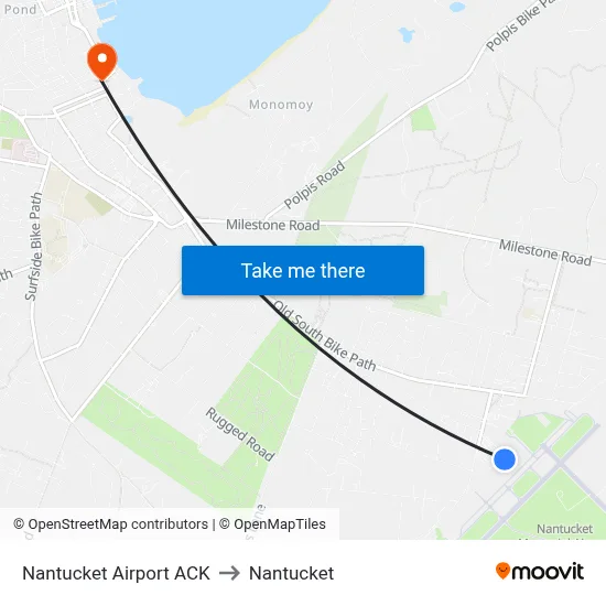 Nantucket Airport ACK to Nantucket map