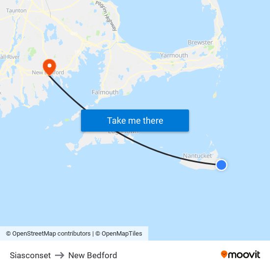 Siasconset to New Bedford map