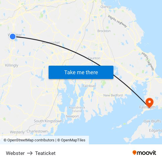 Webster to Teaticket map