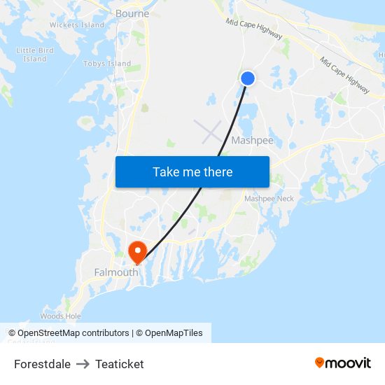 Forestdale to Teaticket map